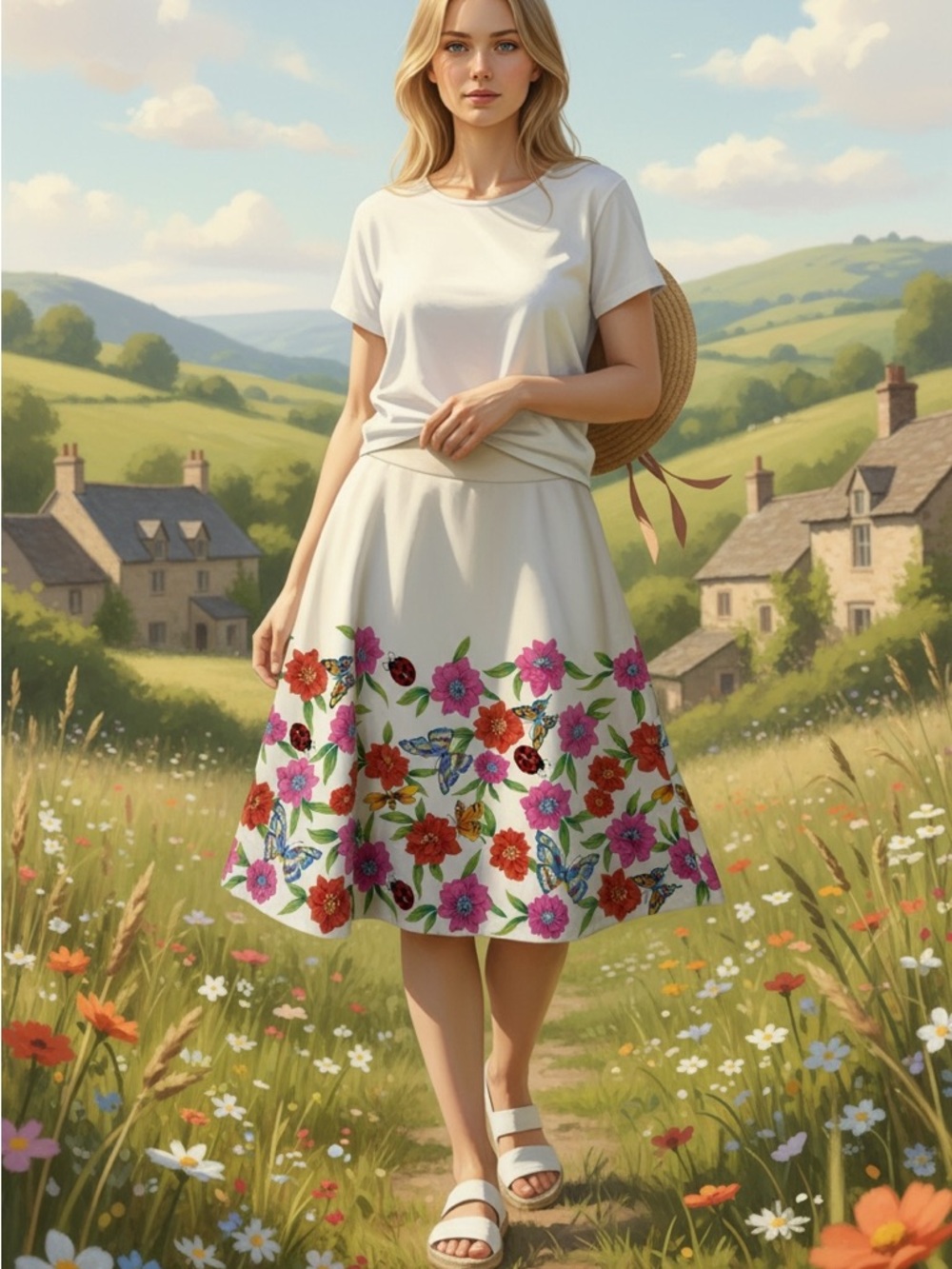 Spencer Jeremy A-Line Skirt Sequins Floral Garden Party Art To Wear Sz 10 Vtg